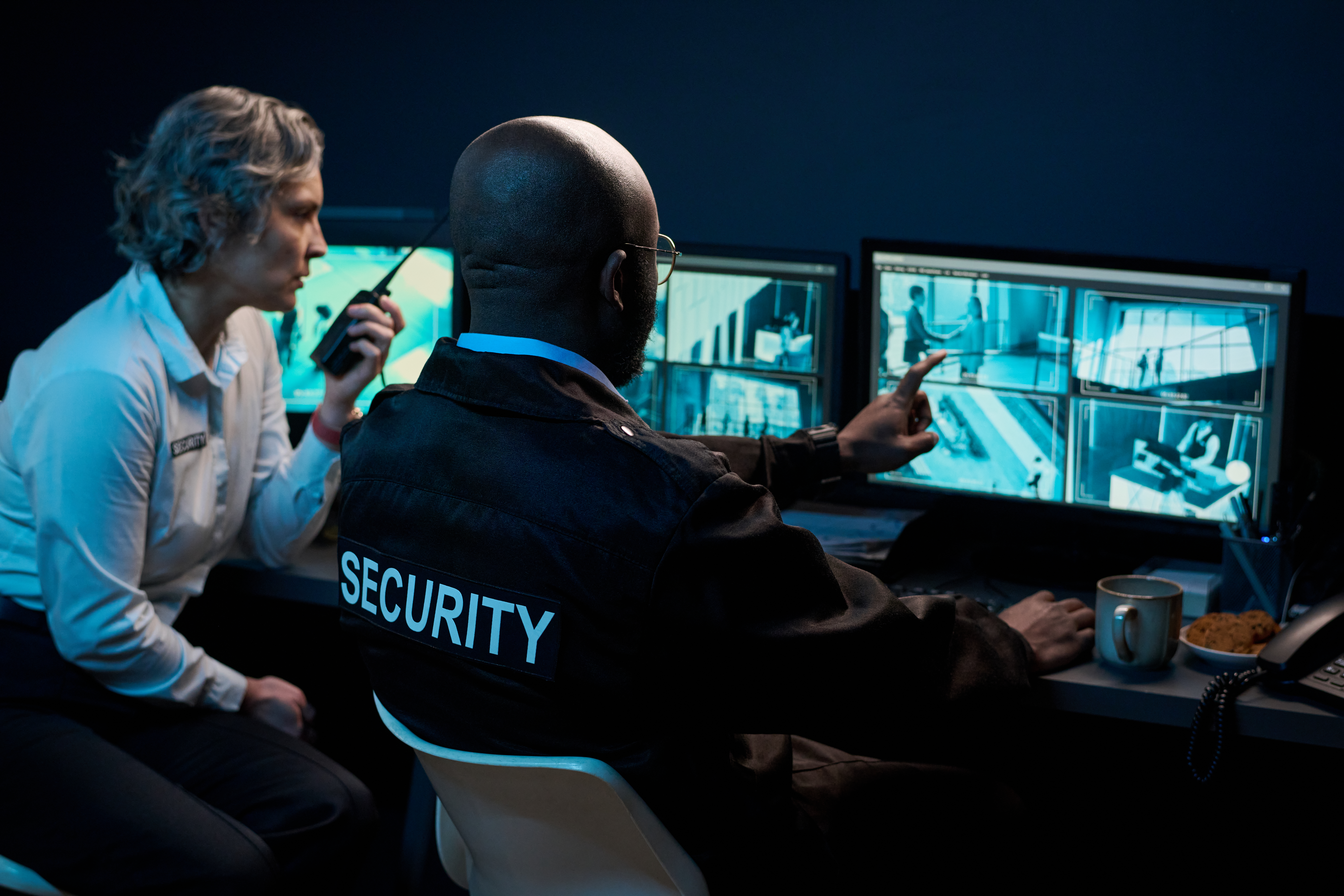 Security leadership team reviewing operations